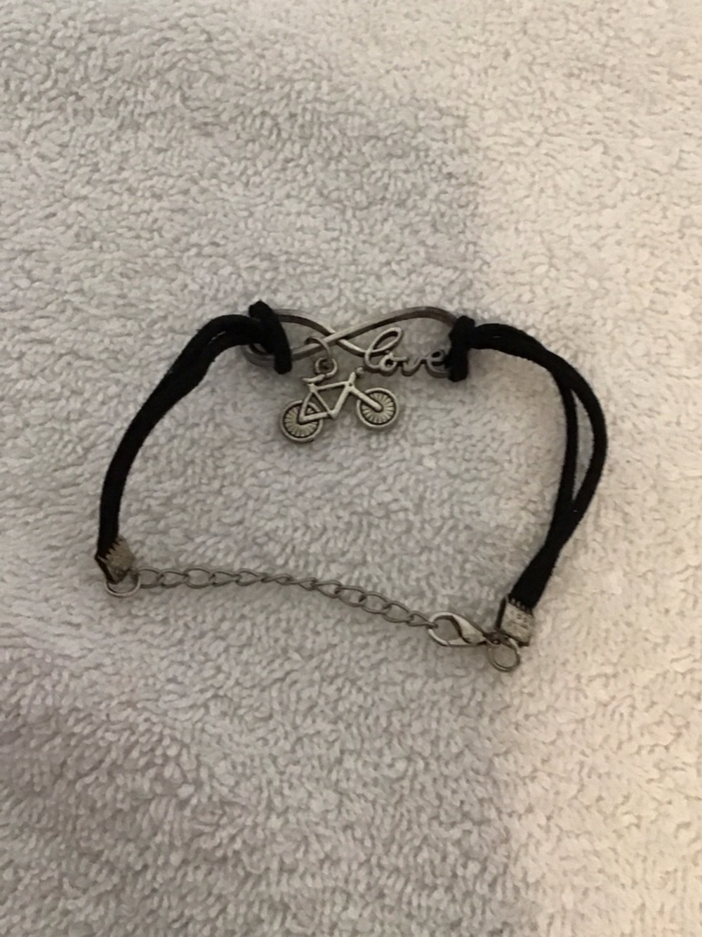 Love Bicycle Charm Bracelet - Black Cord